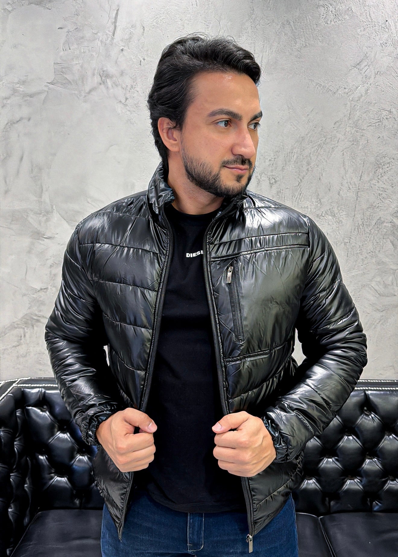Jaqueta Puffer Matelassê Preto