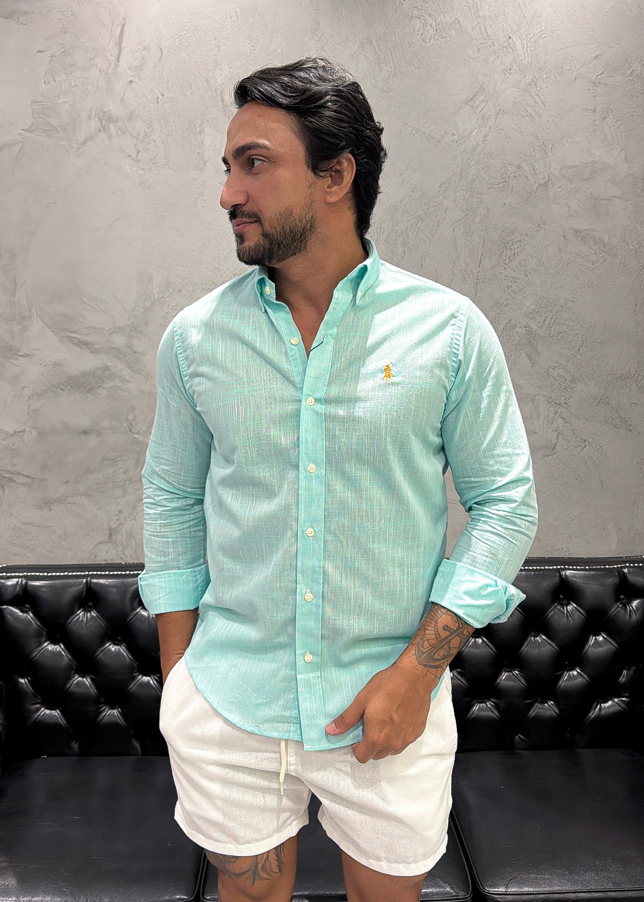 Camisa Ralph Lauren M/L Linho Verde