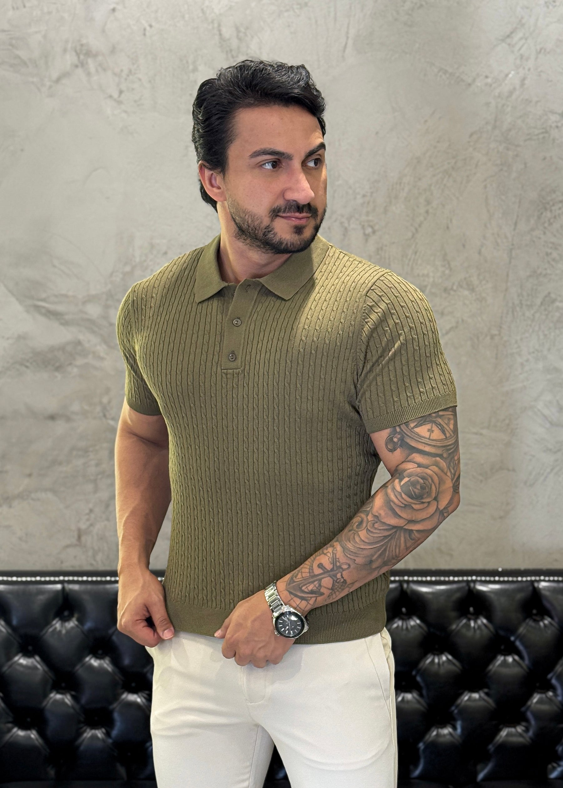 Polo Tricot Luxo Verde Olíva