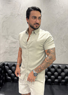 Camisa Reserva Linho M/C Palha
