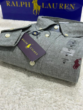 Camisa M/L Ralph Lauren Linho Cinza