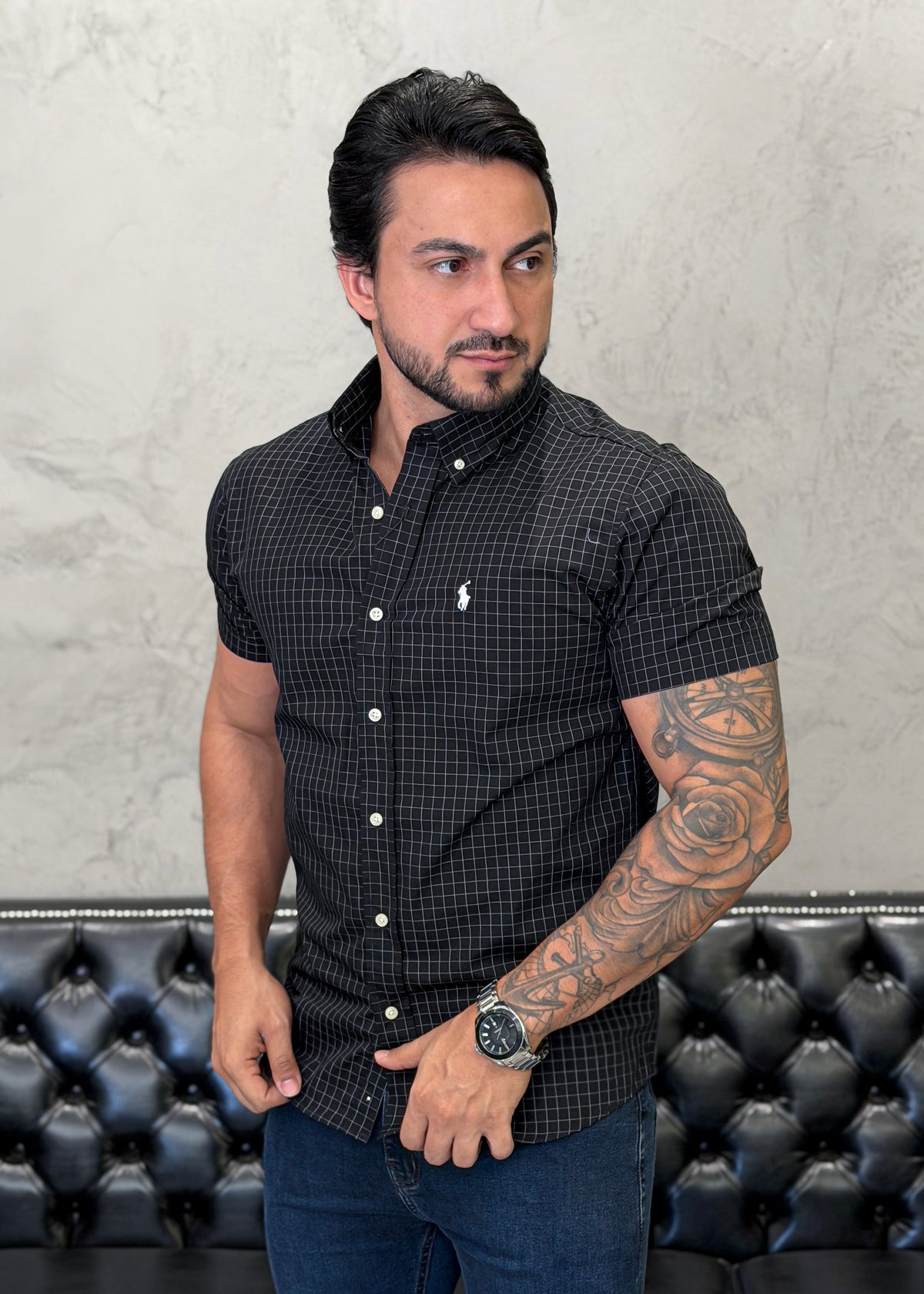 Camisa Ralph Lauren M/Curta Xadrez Preto