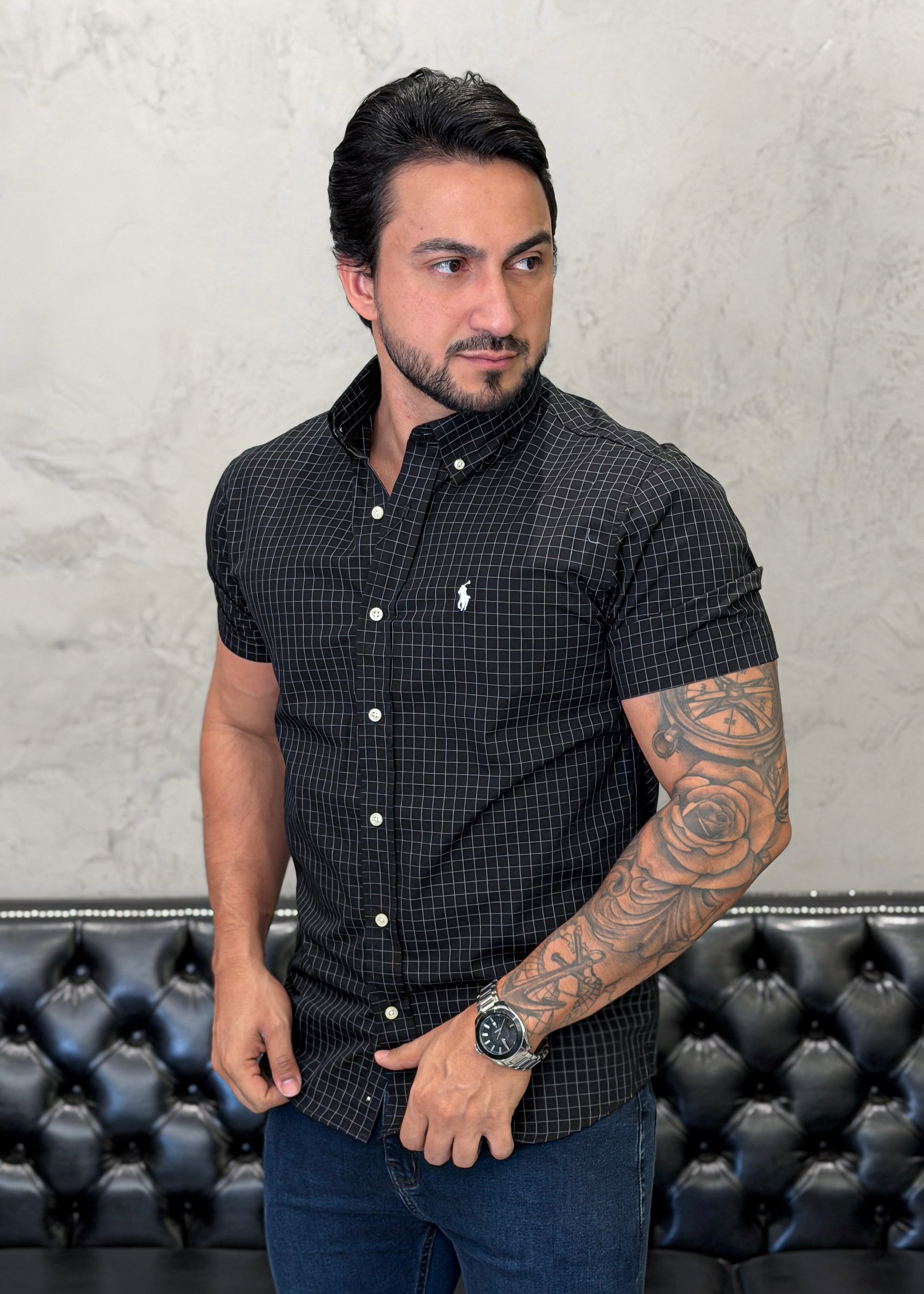 Camisa Ralph Lauren M/Curta Xadrez Preto