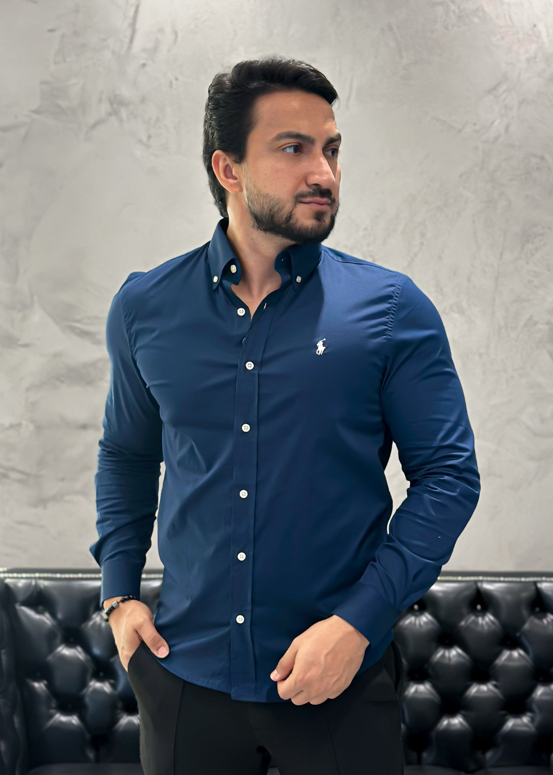 Camisa Ralph Lauren M/Longa Azul Marinho