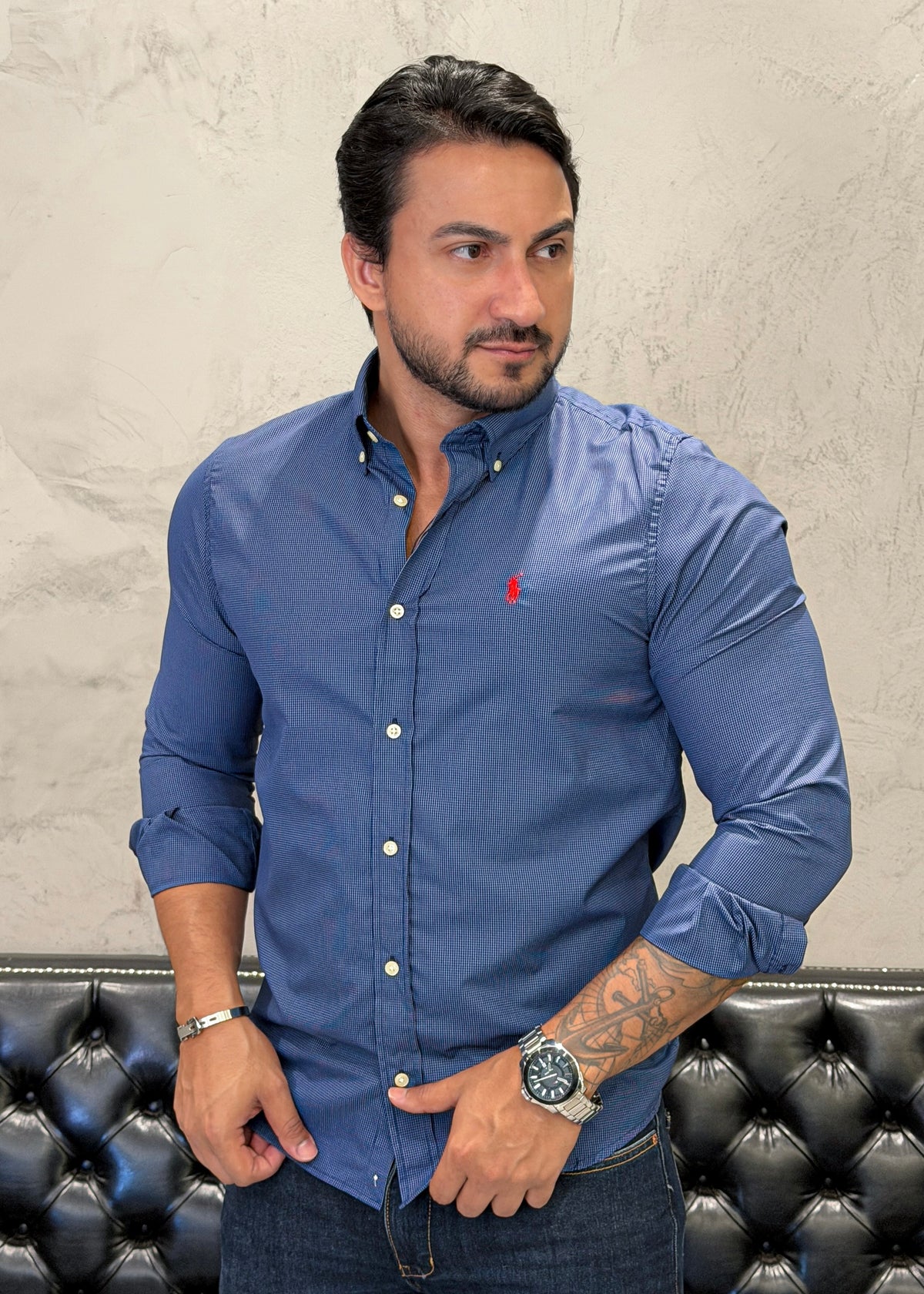 Camisa Ralph Lauren M/L Xadrez Minimalista