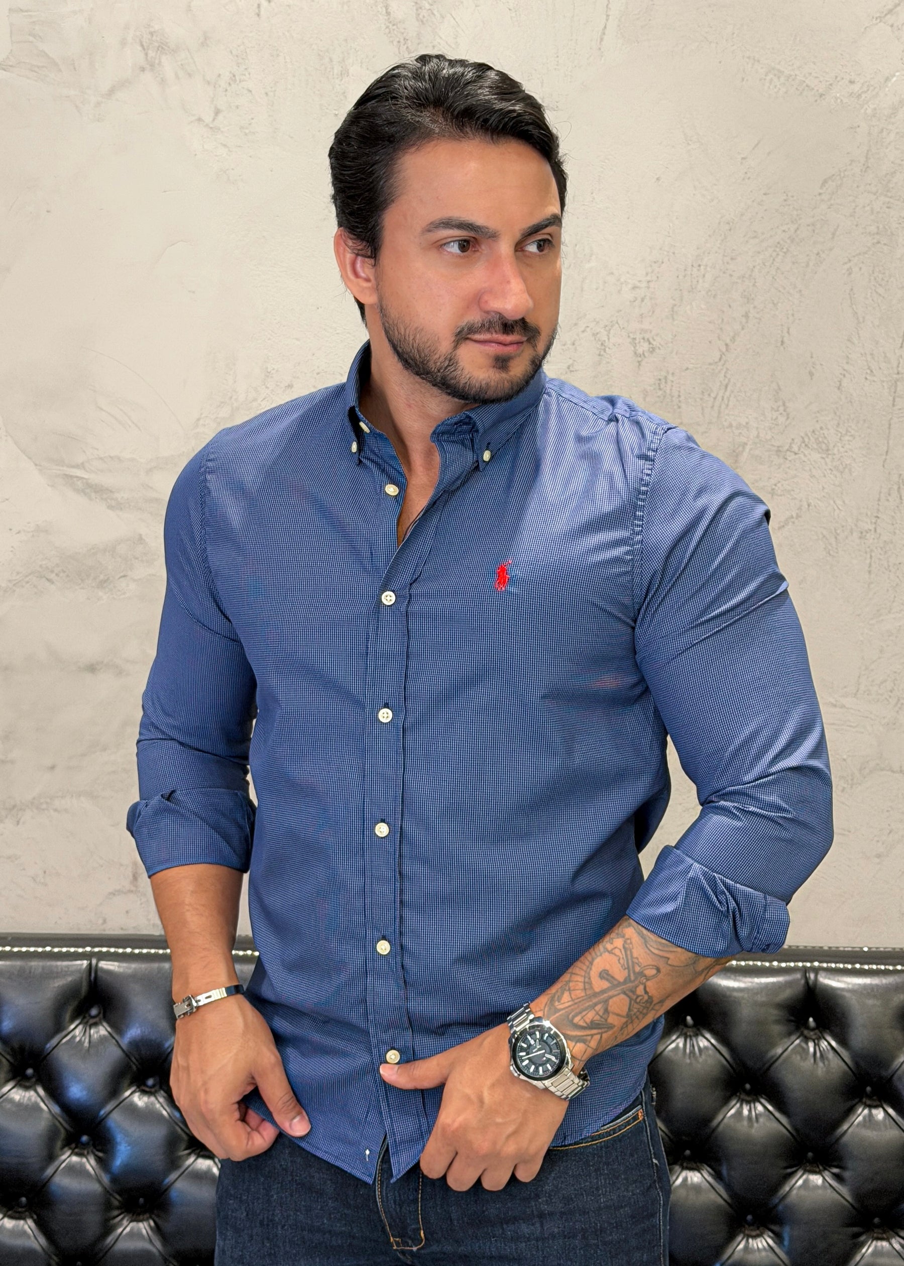Camisa Ralph Lauren M/L Xadrez Minimalista