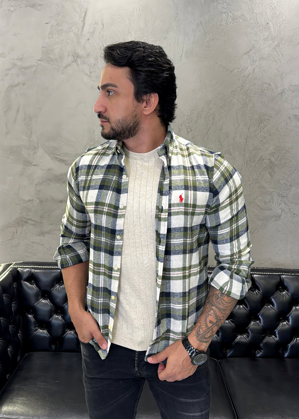 Camisa Ralph Lauren M/L Flanelada Verde