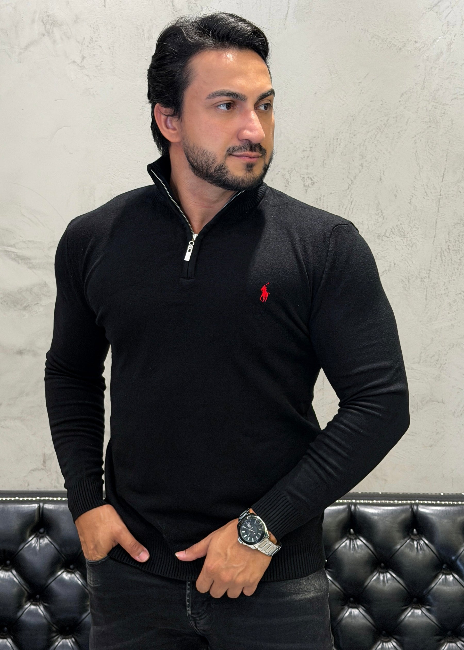 Suéter Zíper Ralph Lauren Preto