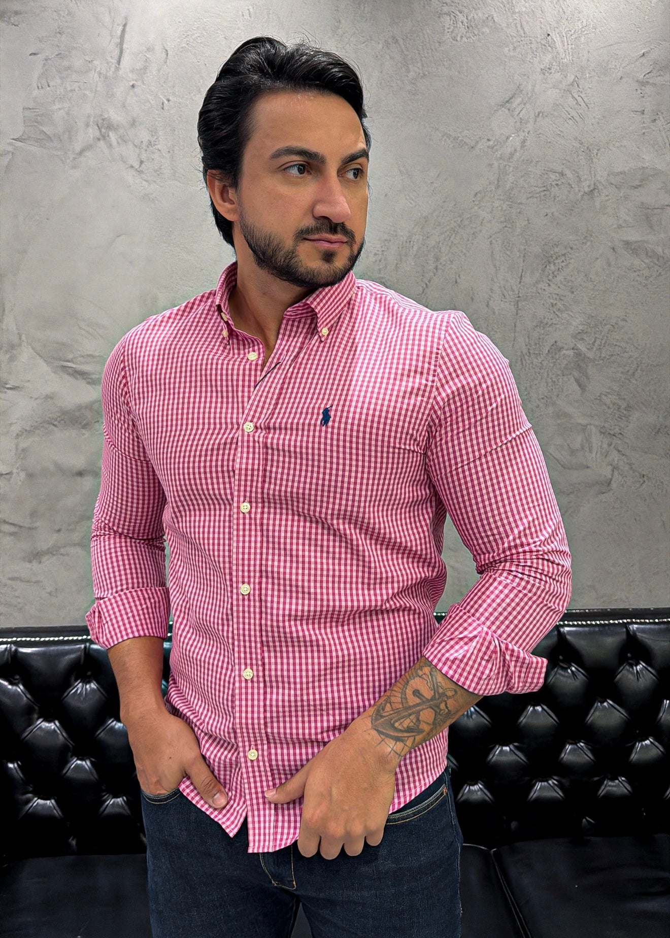 Camisa Ralph Lauren M/L Xadrez Rosa