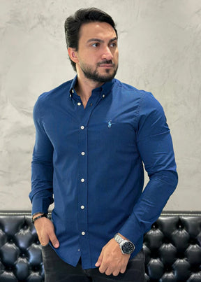 Camisa Ralph Lauren M/L Microxadrez Marinho