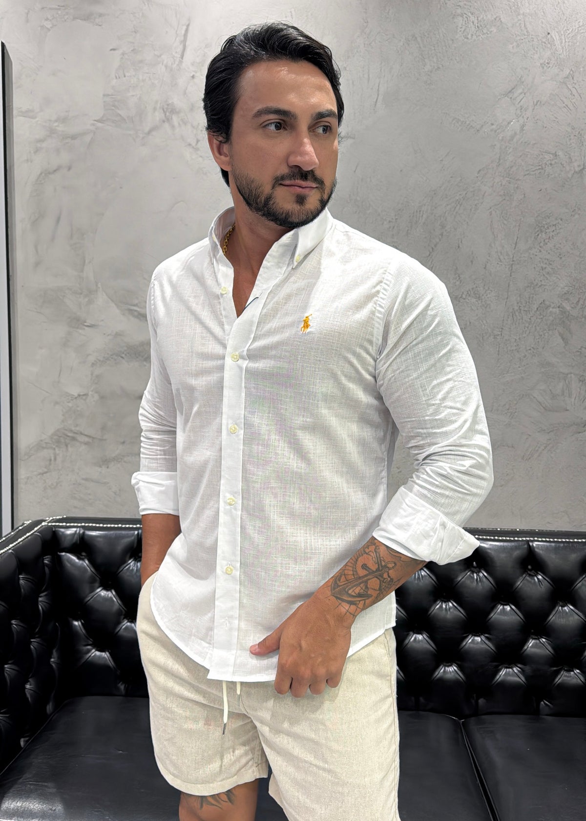 Camisa Ralph Lauren M/L Linho Branco