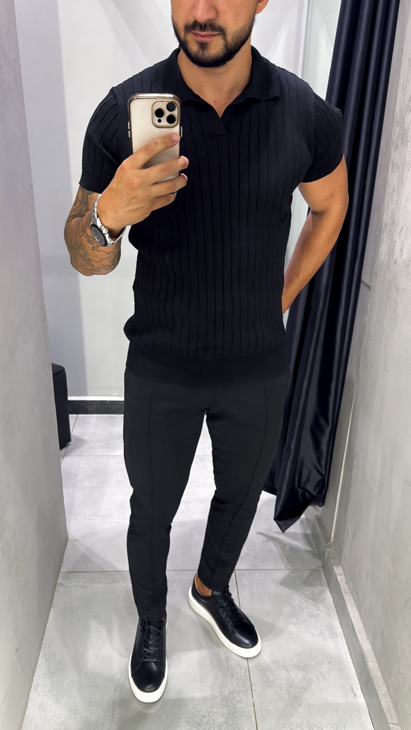 Polo Tricot Luxo Preto