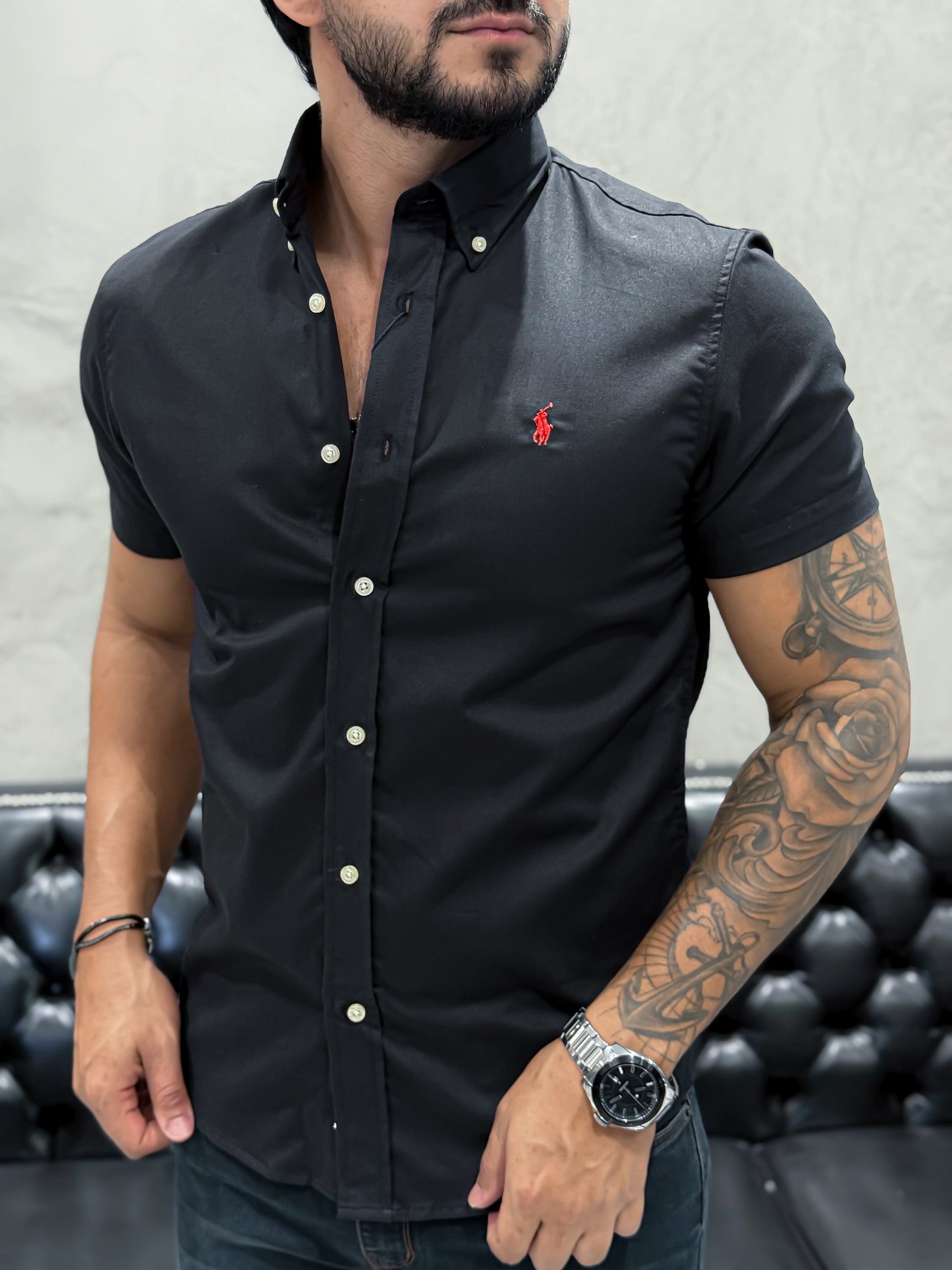 Camisa Ralph Lauren M/Curta Preto