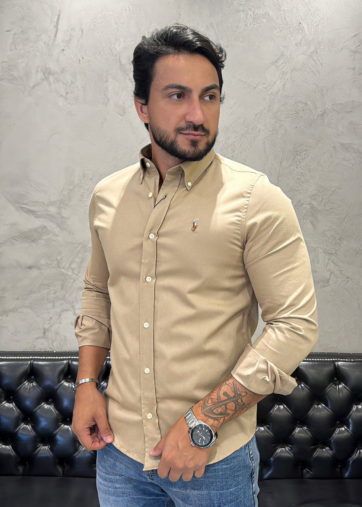 Camisa Ralph Lauren M/Longa Khaki