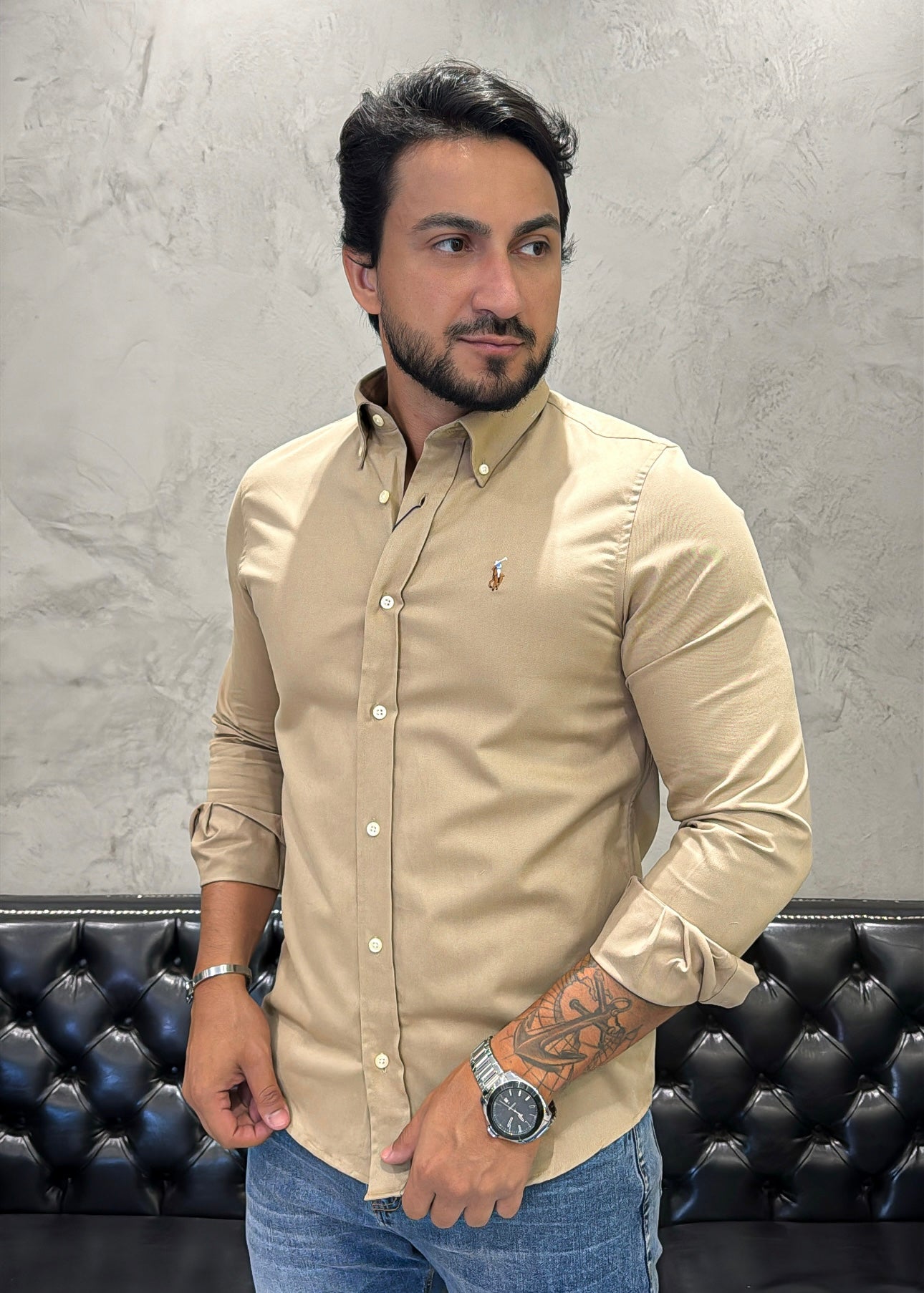 Camisa Ralph Lauren M/Longa Khaki