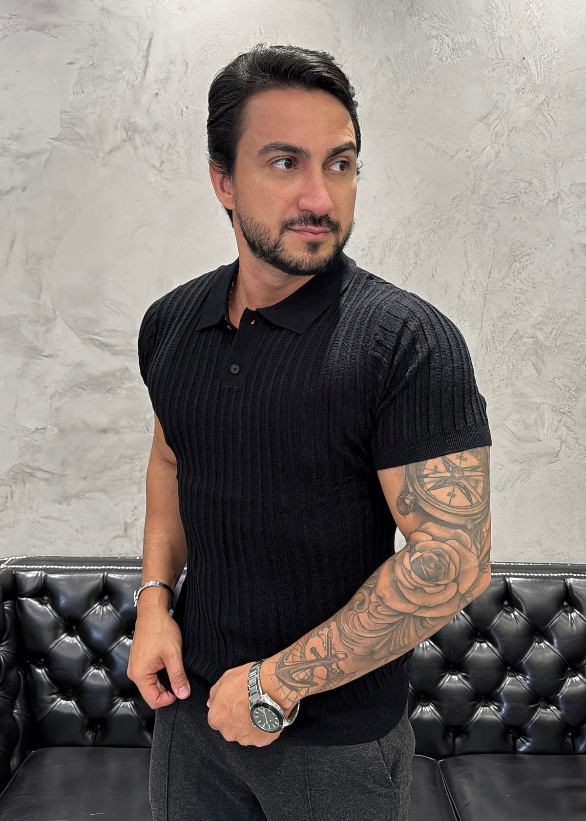 Polo Tricot Luxo Preto