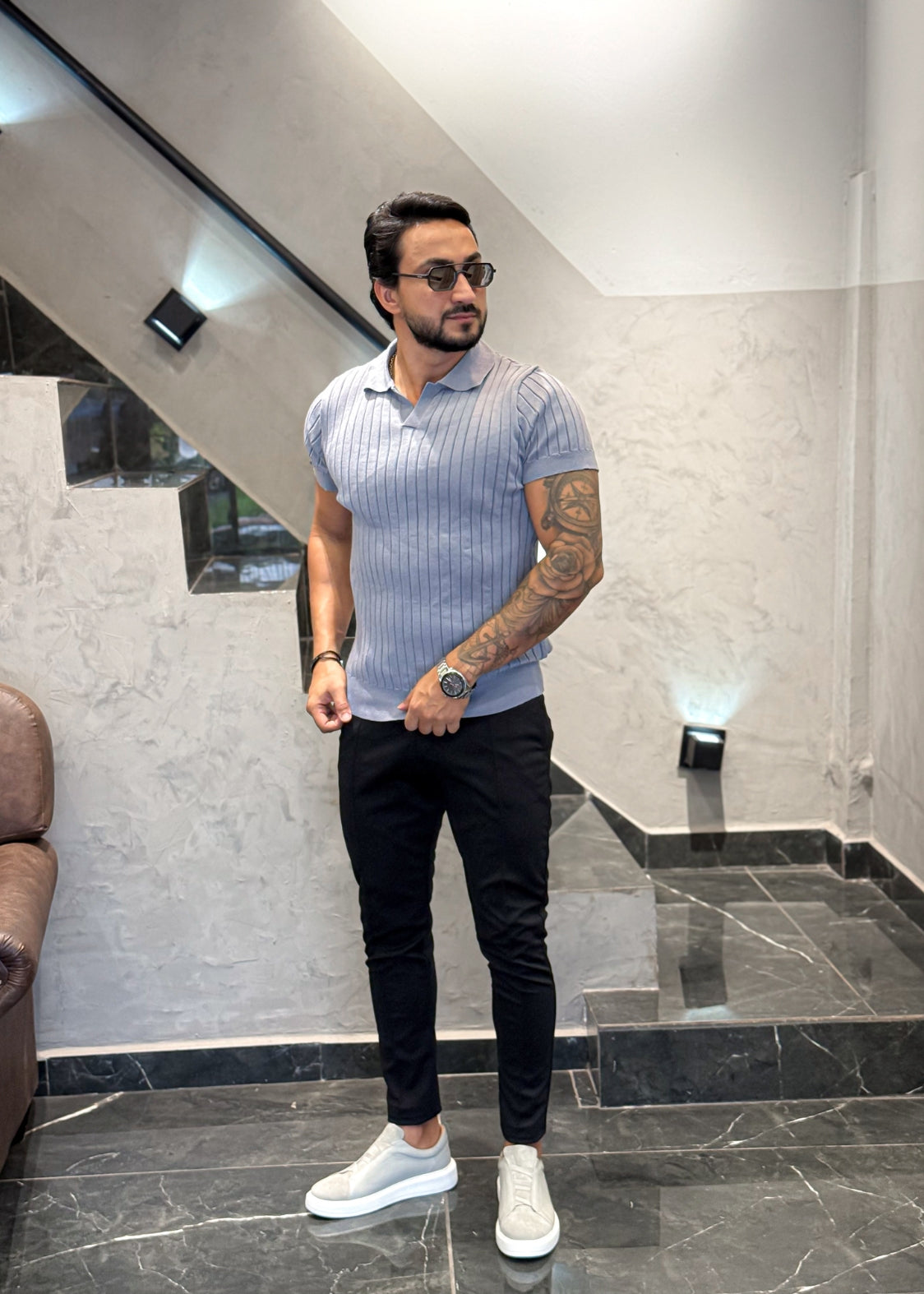 Polo Tricot Luxo Cinza