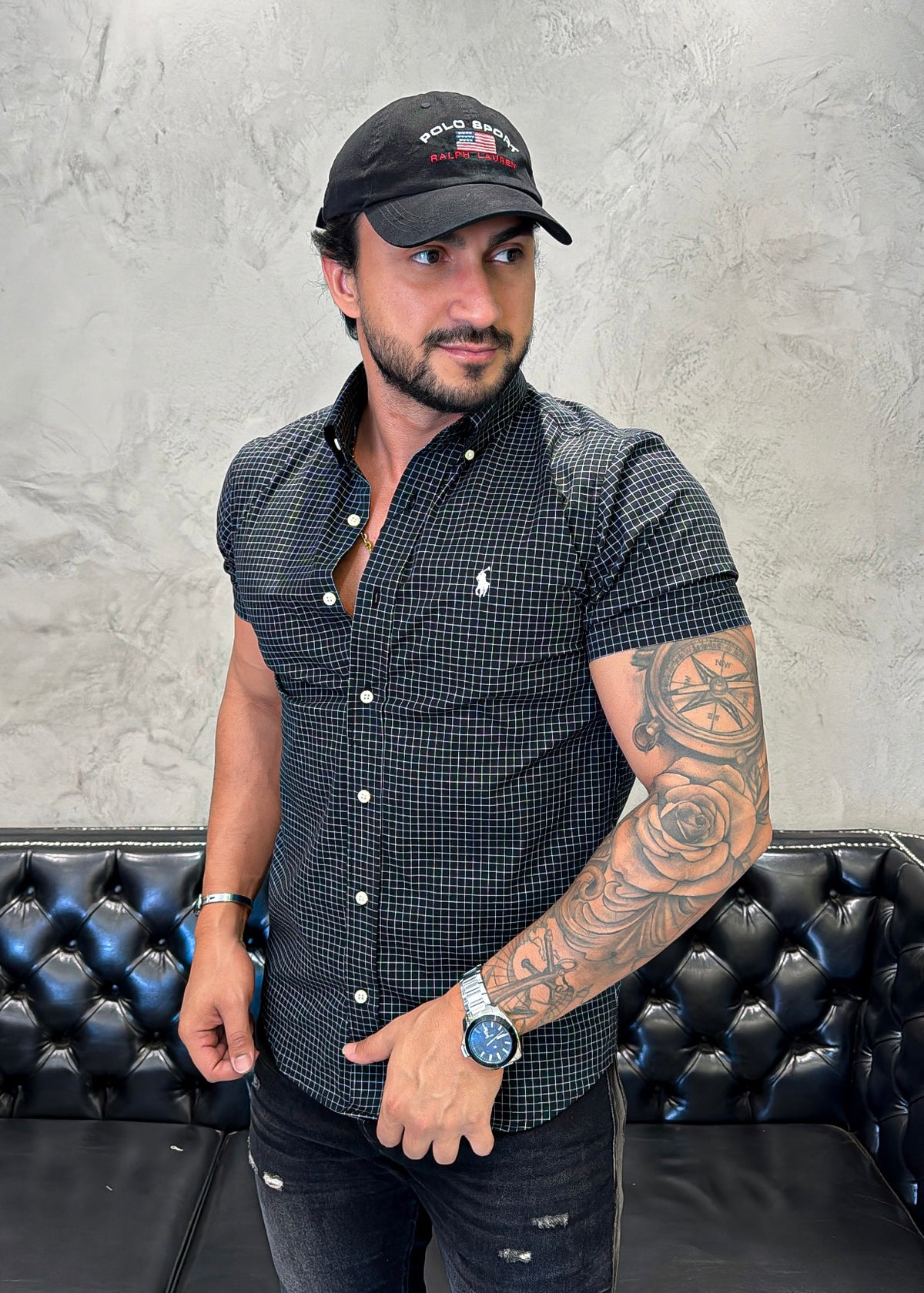 Camisa Ralph Lauren M/Curta Xadrez Preto