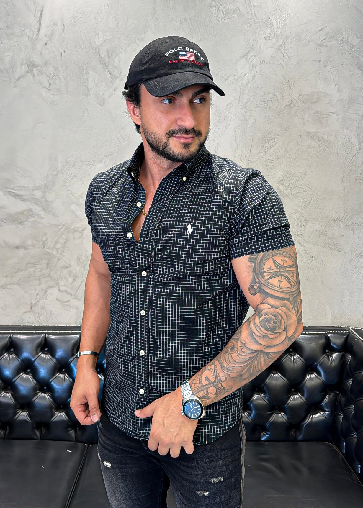 Camisa Ralph Lauren M/Curta Xadrez Preto