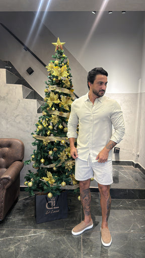 Camisa Reserva M/L Linho Areia