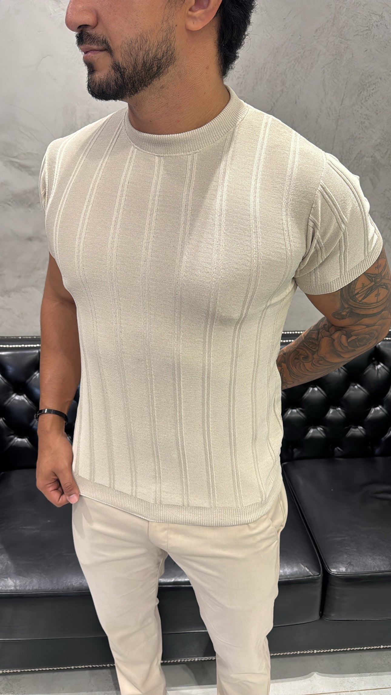 T-Shirt Basica Tricot Areia