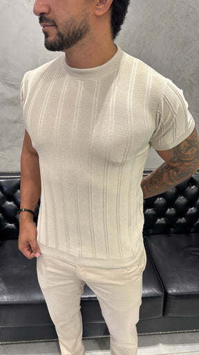 T-Shirt Basica Tricot Areia