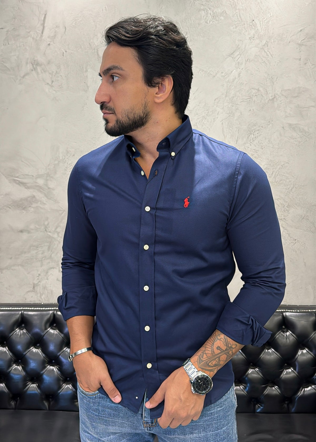 Camisa Ralph Lauren M/Longa Marinho