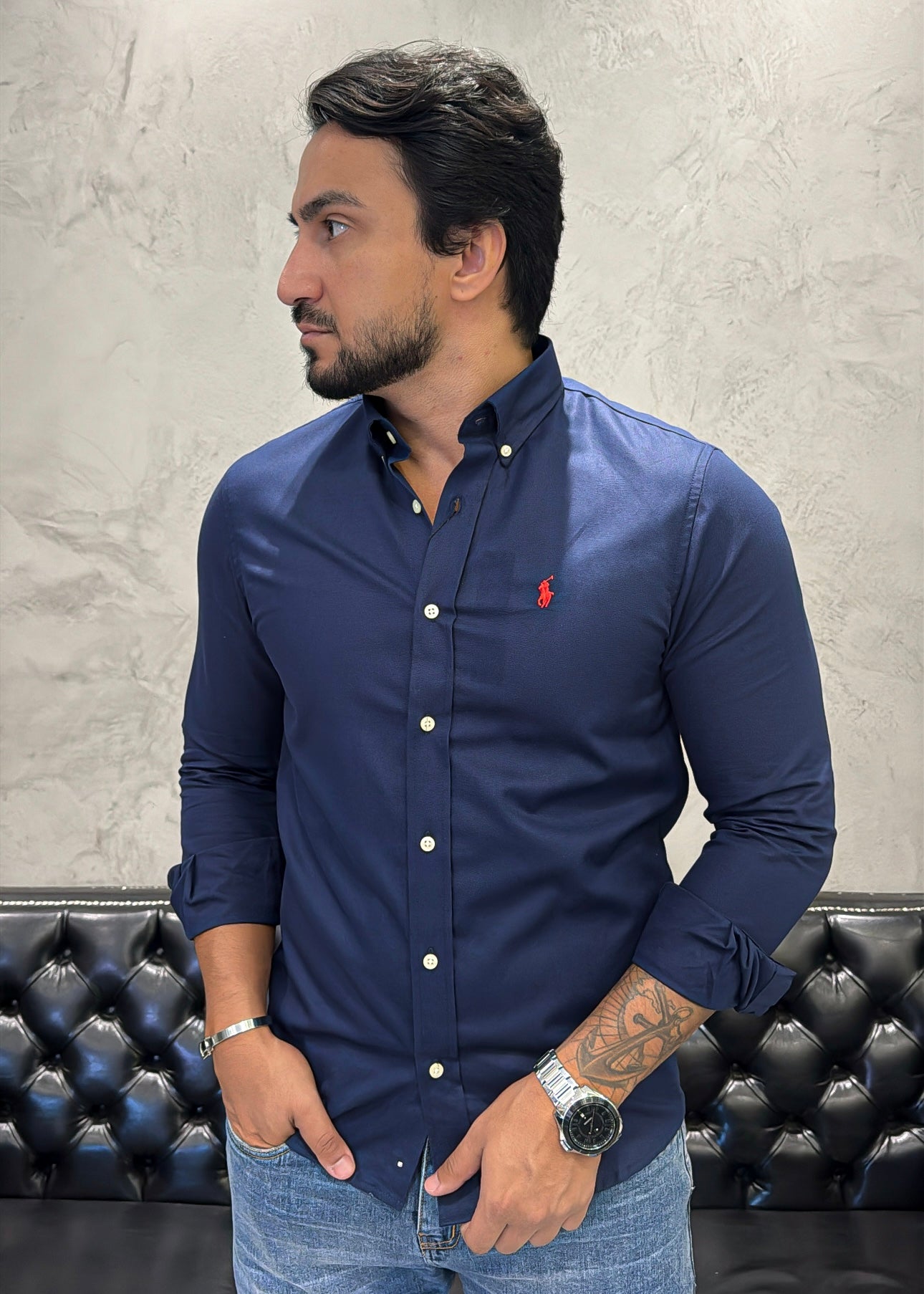 Camisa Ralph Lauren M/Longa Marinho