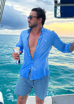 Camisa M/L Ralph Lauren Linho Azul Claro