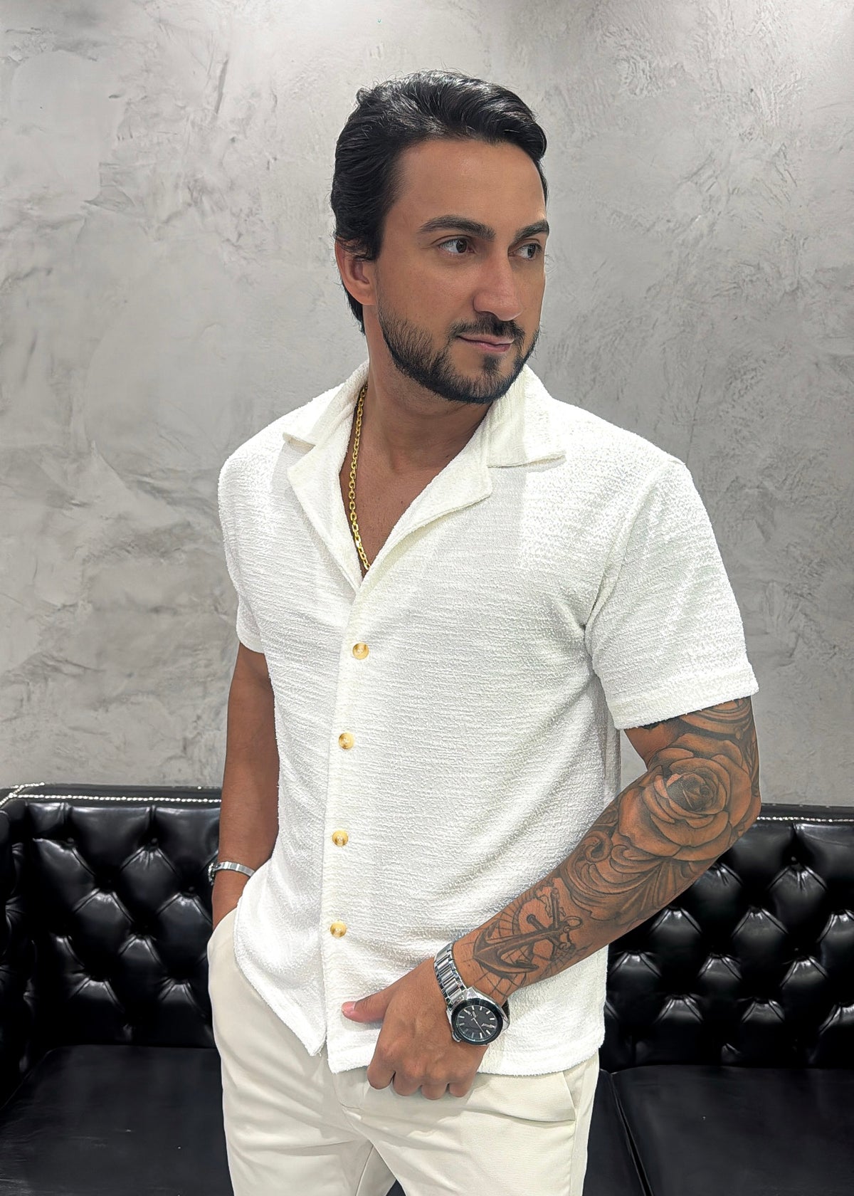 Camisa Botão em Tricô