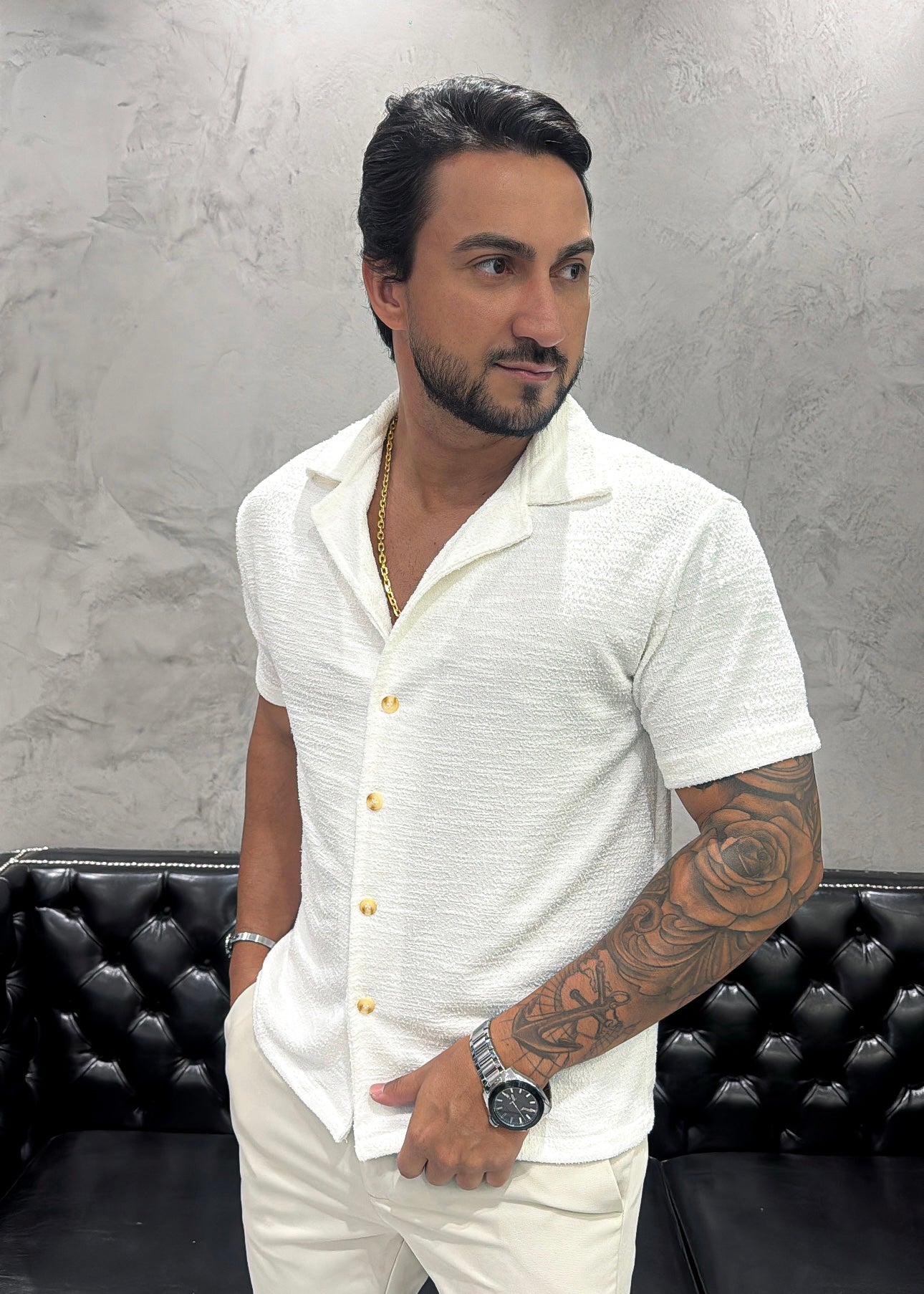 Camisa Botão em Tricô