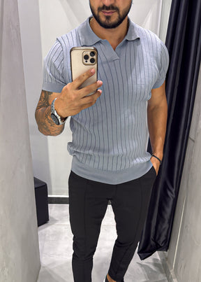 Polo Tricot Luxo Cinza