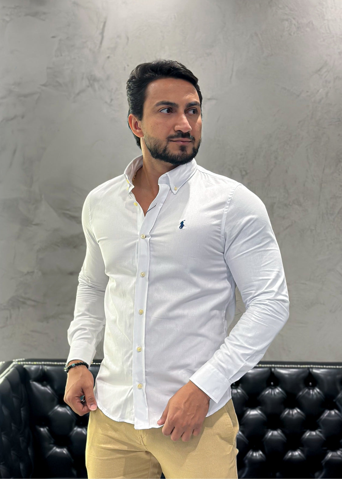 Camisa Oxford Ralph Lauren M/Longa Branco