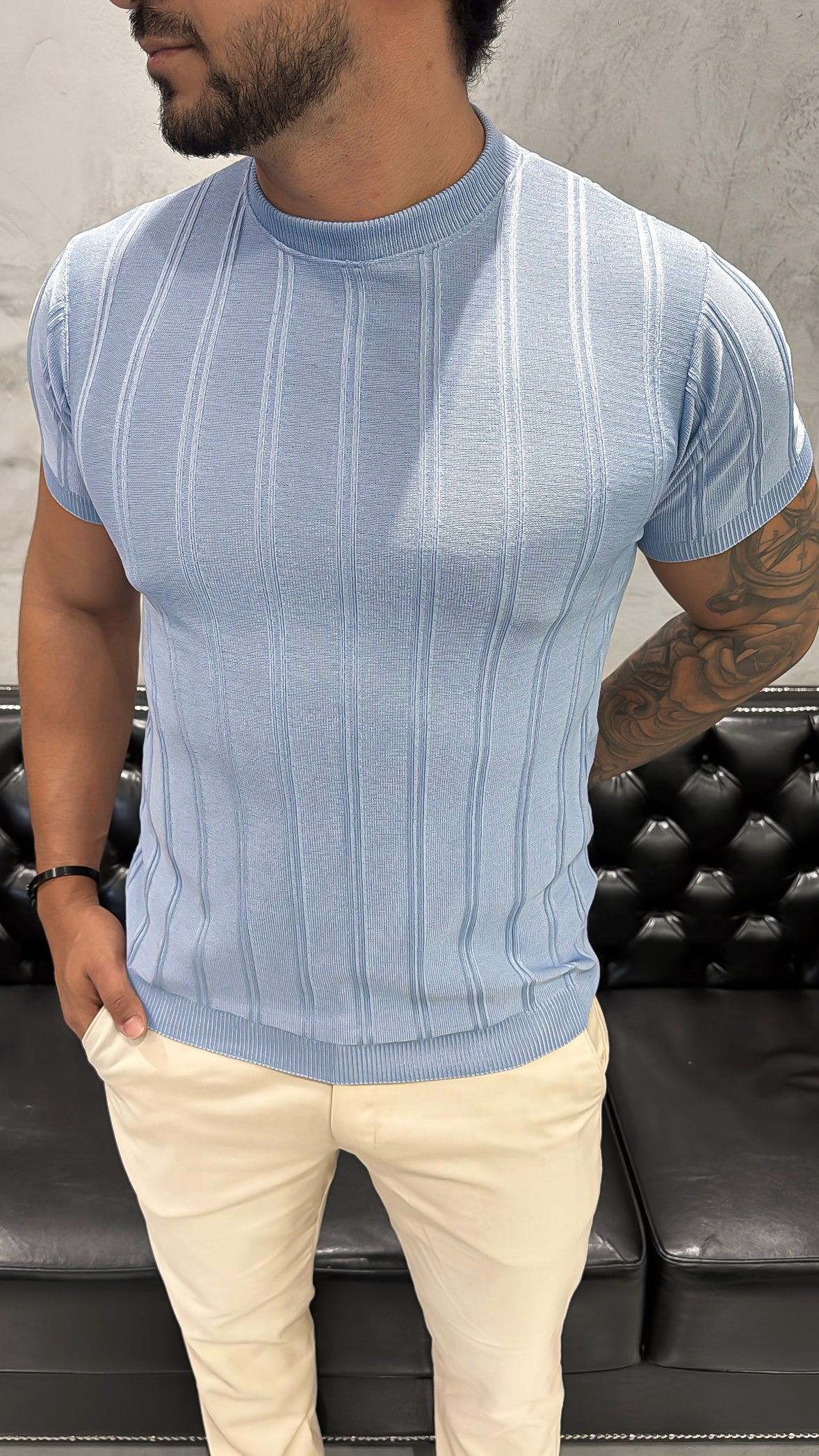 T-Shirt Basica Tricot Azul