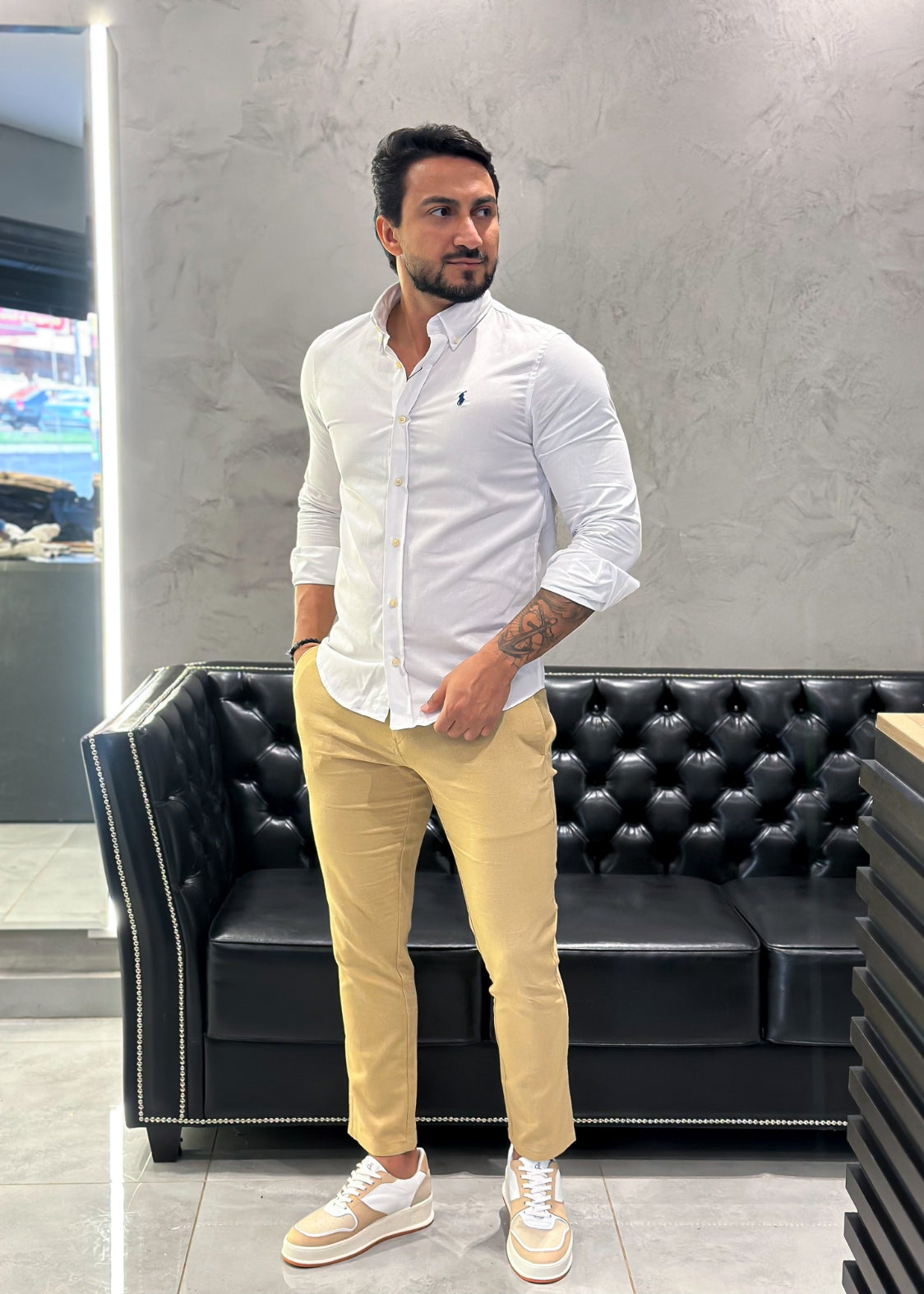Camisa Oxford Ralph Lauren M/Longa Branco
