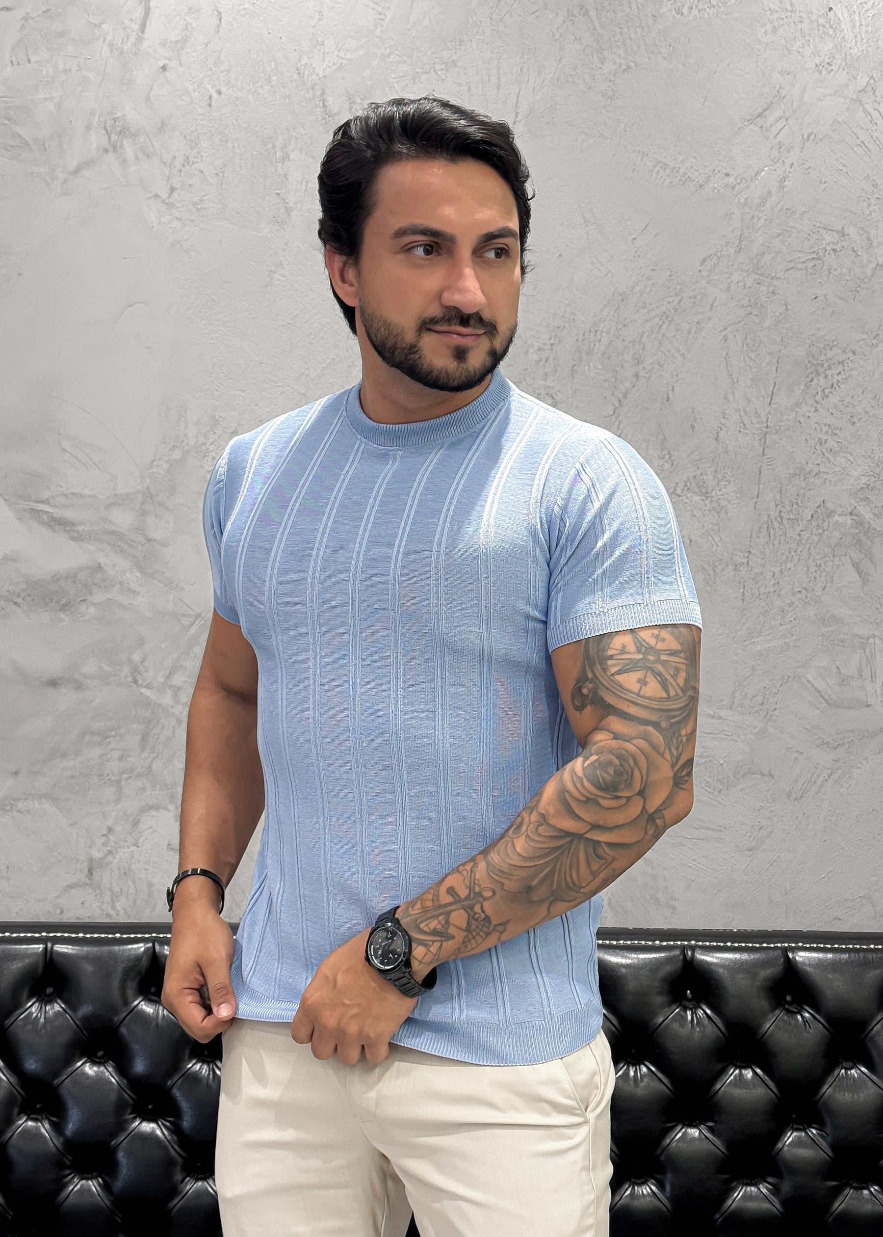 T-Shirt Basica Tricot Azul