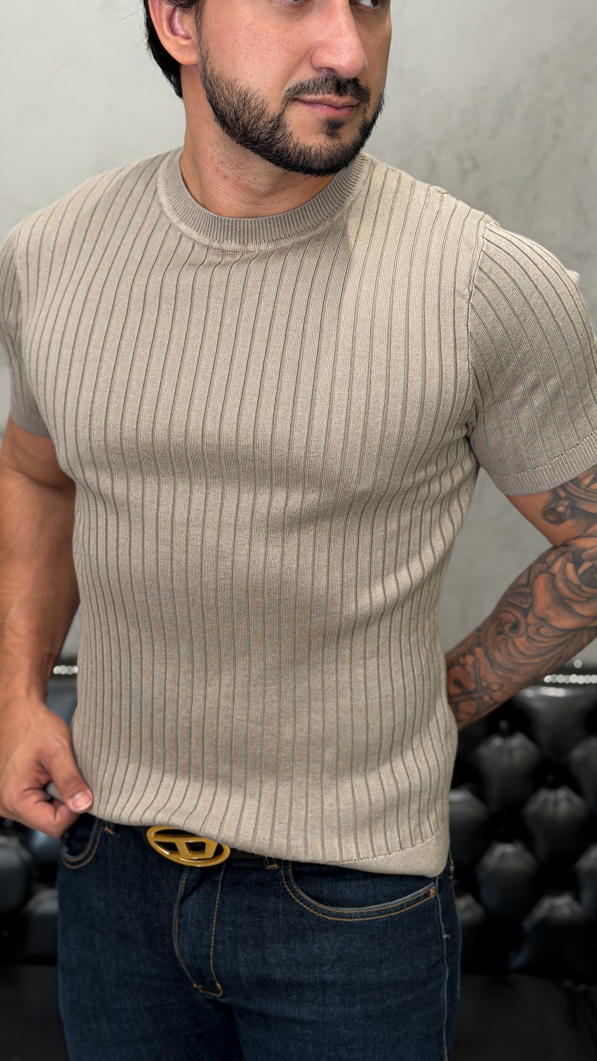 Camiseta Tricot Luxo Bege