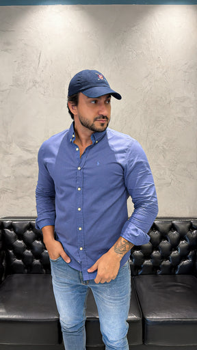Camisa Ralph Lauren M/L Linho Azul