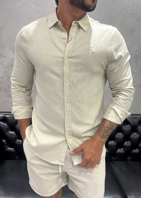 Camisa Reserva M/L Linho Areia