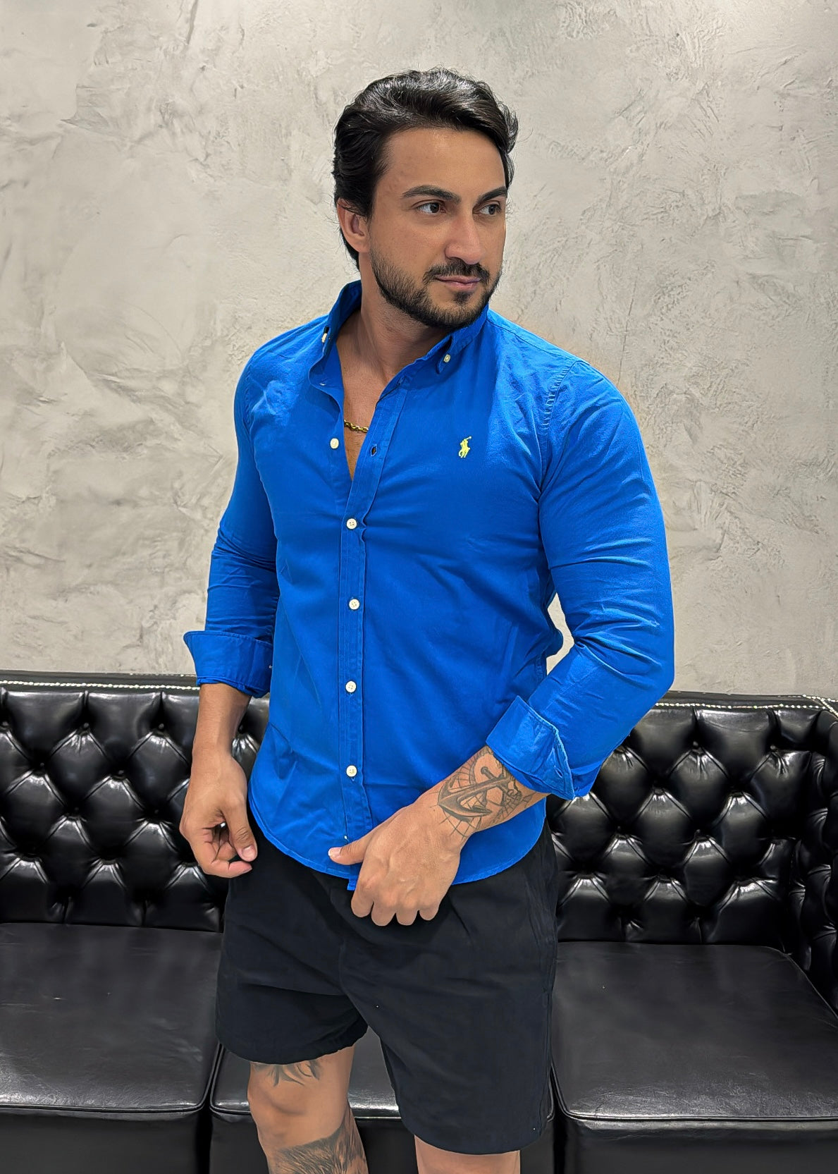 Camisa M/L Ralph Lauren Oxford Azul
