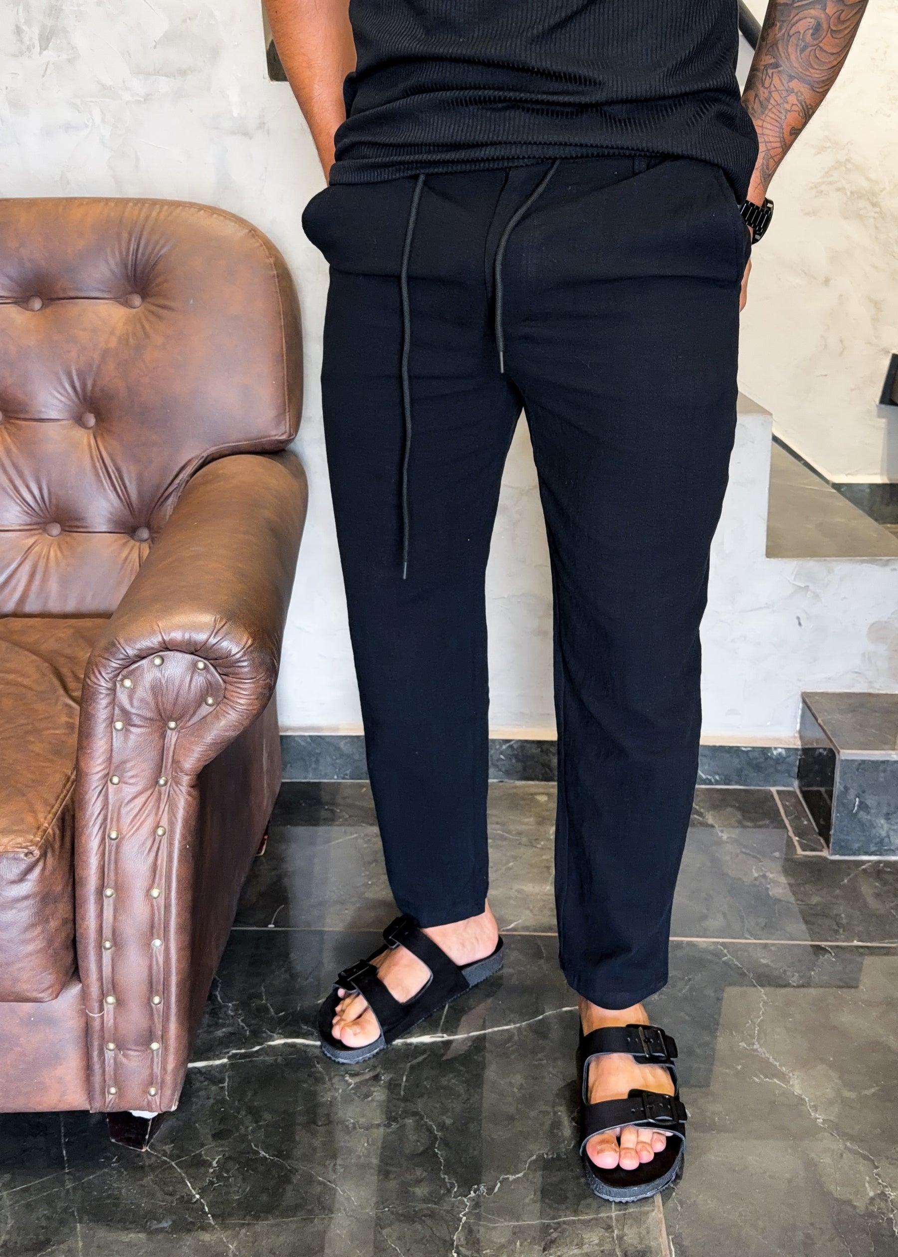 Calça em Linho Preto