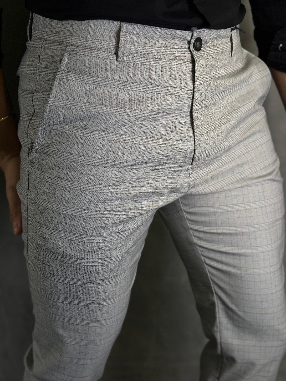 Calça Alfaiataria Príncipe de Gales Cinza