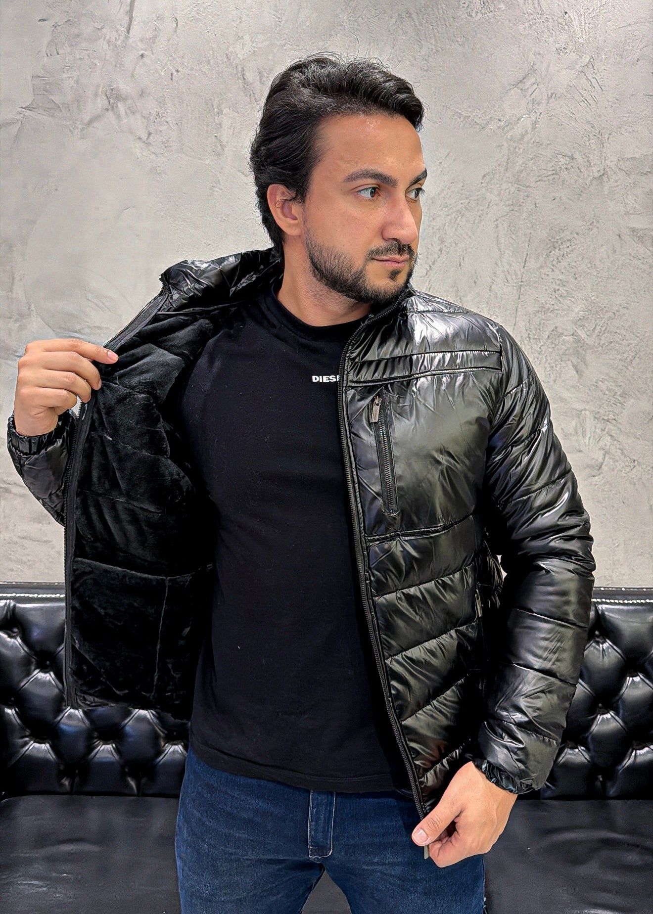 Jaqueta Puffer Matelassê Preto