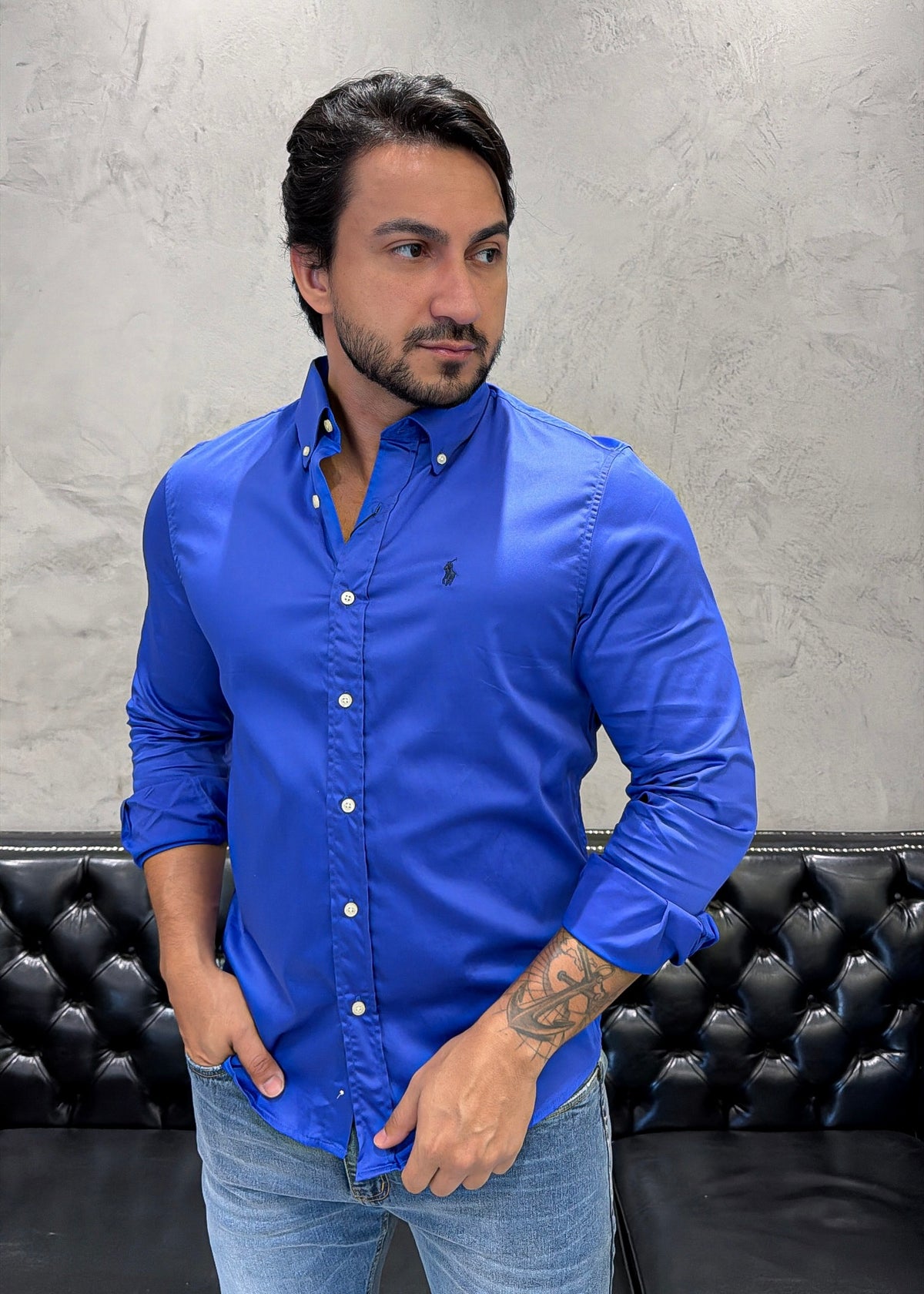 Camisa Ralph Lauren M/Longa Cetinada Royal