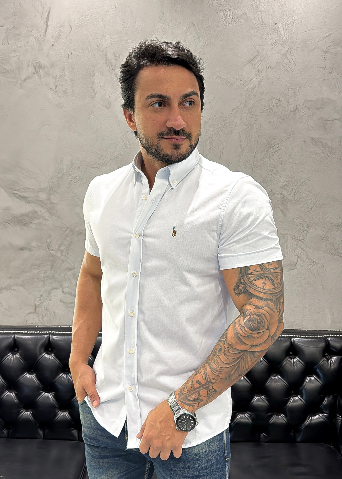 Camisa Ralph Lauren M/Curta Branca