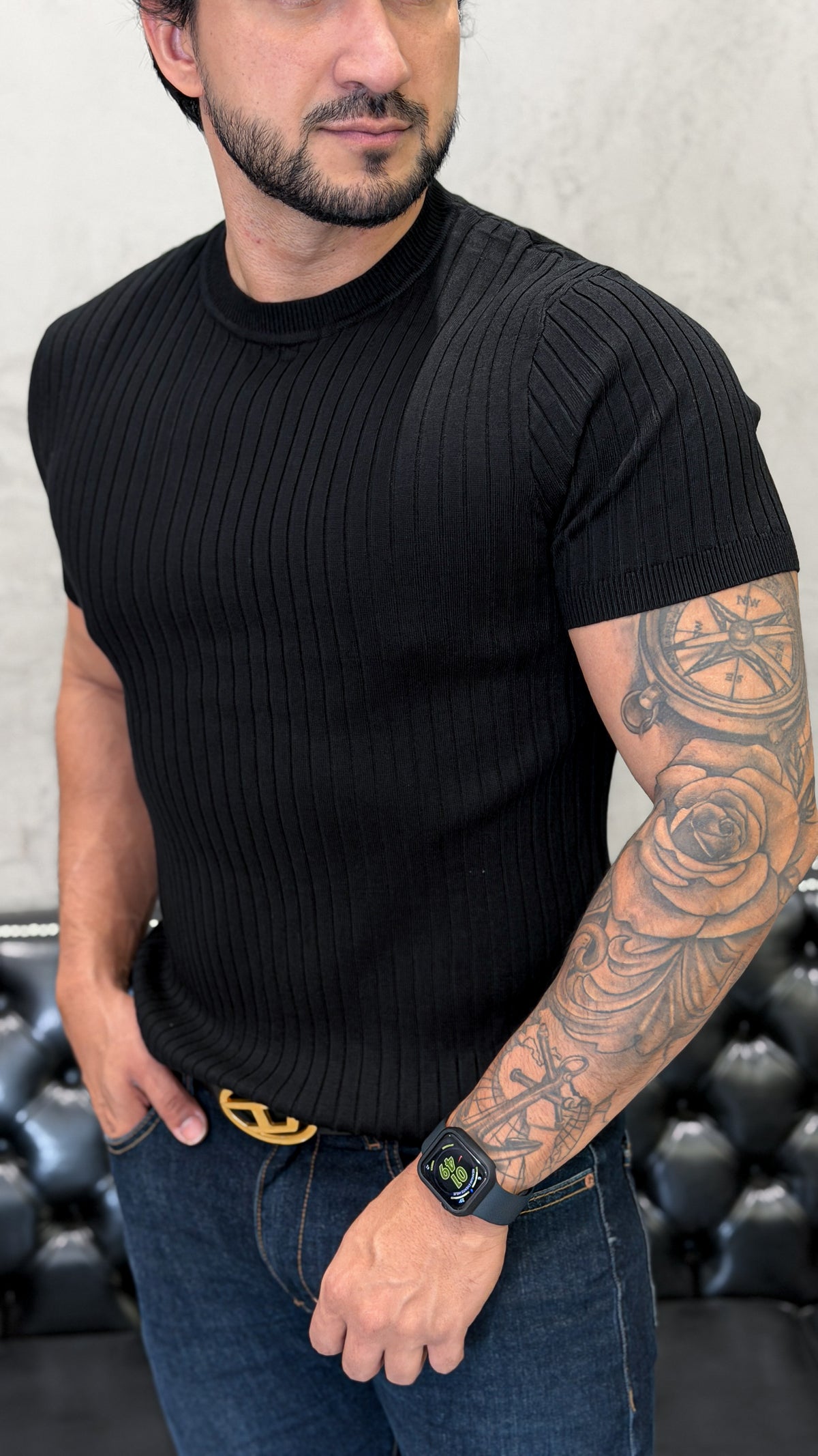 Camiseta Tricot Luxo Preto