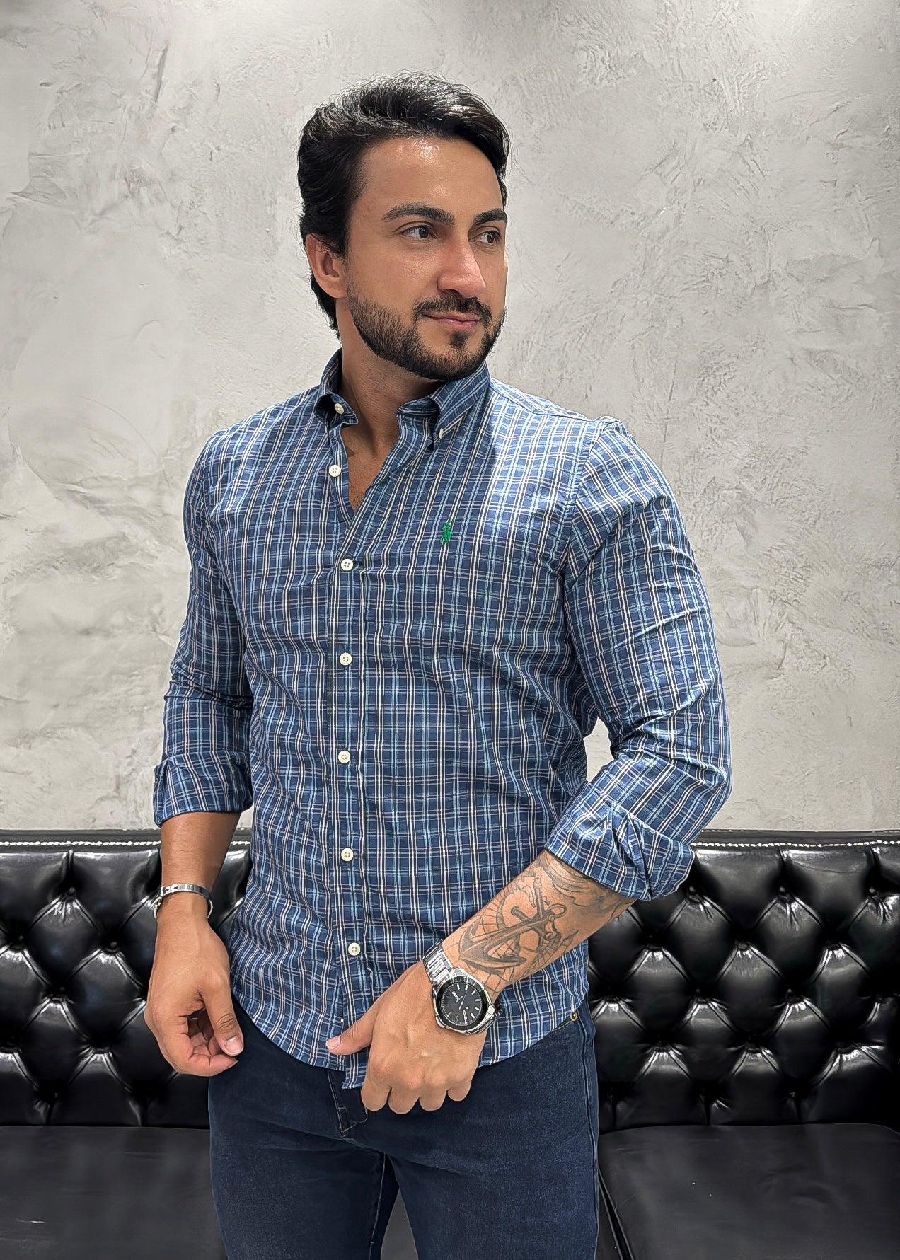 Camisa Ralph Lauren M/Longa MicroXadrez