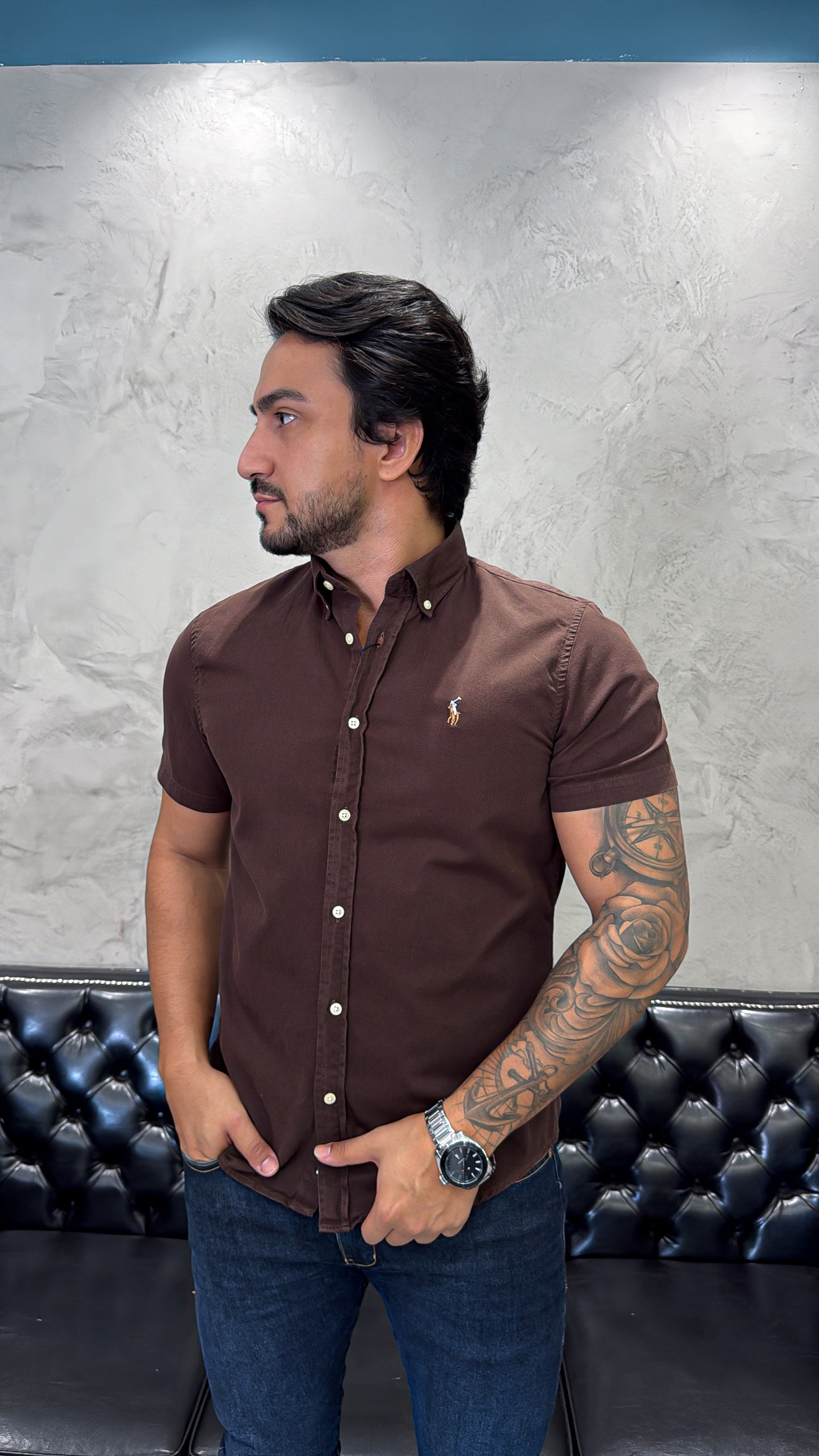 Camisa Ralph Lauren M/C Marrom