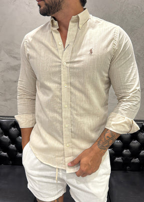 Camisa Ralph Lauren M/L Linho Areia