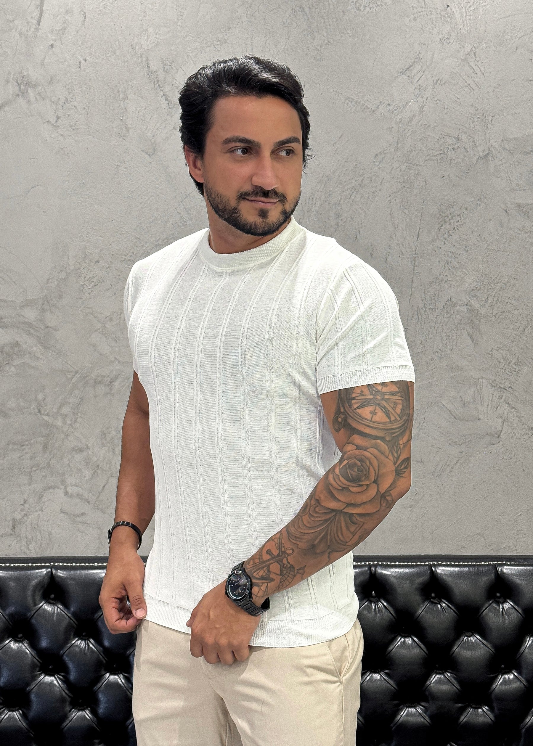 T-Shirt Basica Tricot Branco